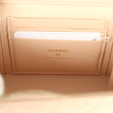 Chanel Small Top Handle Vanity Case Light Beige Lambskin Light Gold Hardware
