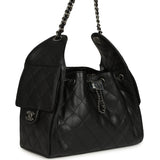 Chanel Small 25 Hobo Bag Black Shiny Caviar Aged Ruthenium Hardware