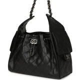 Chanel Small 25 Hobo Bag Black Shiny Caviar Aged Ruthenium Hardware