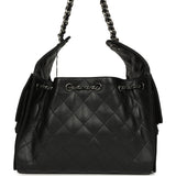 Chanel Small 25 Hobo Bag Black Shiny Caviar Aged Ruthenium Hardware