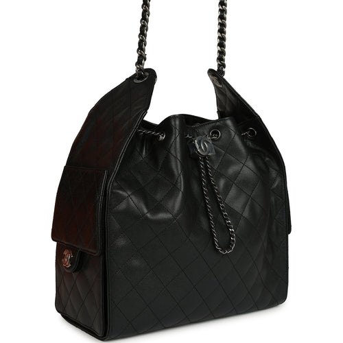 Chanel Medium 25 Hobo Bag Black Caviar Aged Ruthenium Hardware