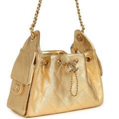 Chanel Mini 25 Hobo Bag Metallic Gold Caviar Caviar Antique Gold Hardware
