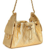 Chanel Mini 25 Hobo Bag Metallic Gold Caviar Caviar Antique Gold Hardware