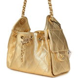 Chanel Mini 25 Hobo Bag Metallic Gold Caviar Caviar Antique Gold Hardware