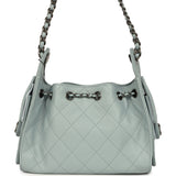 Chanel Mini 25 Hobo Bag Light Blue Caviar Aged Ruthenium Hardware