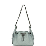 Chanel Mini 25 Hobo Bag Light Blue Caviar Aged Ruthenium Hardware