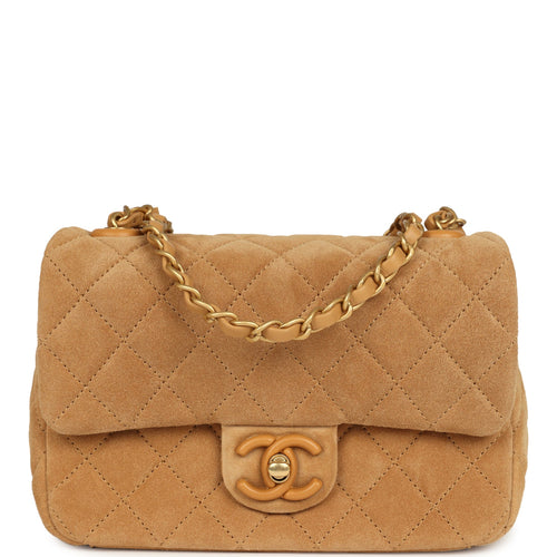 Chanel Mini CC Color Flap Bag Dark Beige Suede Brushed Gold Hardware