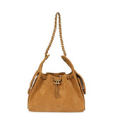 Chanel Small 25 Hobo Bag Tan Suede Antique Gold Hardware