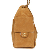 Chanel Small 25 Hobo Bag Tan Suede Antique Gold Hardware