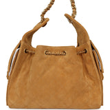 Chanel Small 25 Hobo Bag Tan Suede Antique Gold Hardware