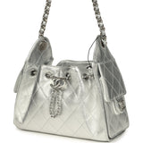 Chanel Mini 25 Hobo Bag Metallic Silver Caviar Silver Hardware