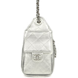 Chanel Mini 25 Hobo Bag Metallic Silver Caviar Silver Hardware