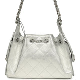 Chanel Mini 25 Hobo Bag Metallic Silver Caviar Silver Hardware