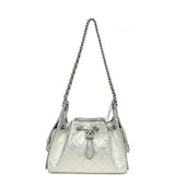 Chanel Mini 25 Hobo Bag Metallic Silver Caviar Silver Hardware