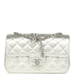 Chanel Mini CC Crush Flap Bag Silver Metallic Caviar Silver Hardware