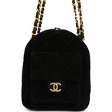 Chanel Small Bowling Bag Black Suede Antique Gold Hardware