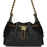 Chanel Mini 25 Hobo Bag Black Caviar Antique Gold Hardware