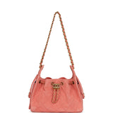 Chanel Mini 25 Hobo Bag Coral Pink Suede Antique Gold Hardware
