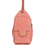 Chanel Mini 25 Hobo Bag Coral Pink Suede Antique Gold Hardware
