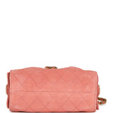 Chanel Mini 25 Hobo Bag Coral Pink Suede Antique Gold Hardware
