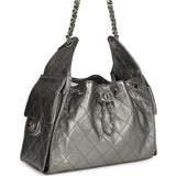 Chanel Small 25 Hobo Bag Metallic Anthracite Caviar Silver Hardware