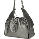 Chanel Small 25 Hobo Bag Metallic Anthracite Caviar Silver Hardware