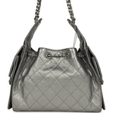 Chanel Small 25 Hobo Bag Metallic Anthracite Caviar Silver Hardware