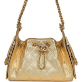 Chanel Mini 25 Hobo Bag Metallic Gold Caviar Caviar Antique Gold Hardware