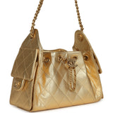 Chanel Mini 25 Hobo Bag Metallic Gold Caviar Caviar Antique Gold Hardware