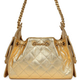 Chanel Mini 25 Hobo Bag Metallic Gold Caviar Caviar Antique Gold Hardware