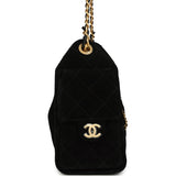 Chanel Mini 25 Hobo Bag Black Suede Antique Gold Hardware