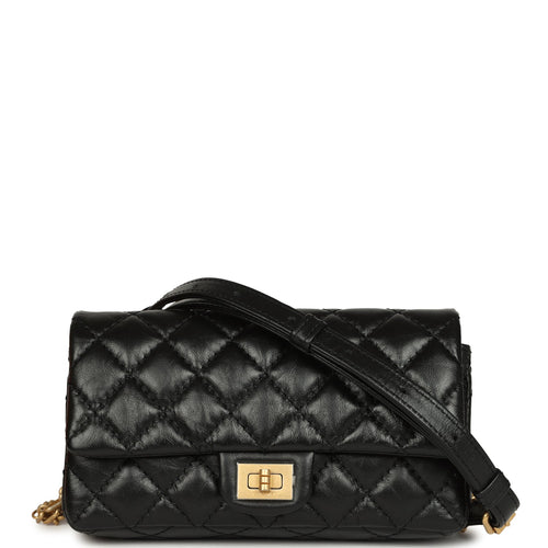 Chanel Mini Reissue Belt Bag Black Crumpled Aged Calfskin Antique Gold Hardware