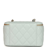 Chanel Small Rectangular Classic Vanity Case Light Blue Shiny Caviar Light Gold Hardware