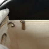Pre-owned Chanel Jumbo Heart Tote Bag Cream Terry Cloth and Black Lambskin Silver Hardware