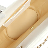 Chanel Large Shopping Tote Bag Beige Raffia and White Lambskin Light Gold Hardware