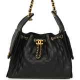 Chanel Small 25 Hobo Bag Black Caviar Antique Gold Hardware
