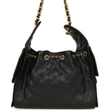 Chanel Small 25 Hobo Bag Black Caviar Antique Gold Hardware