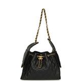 Chanel Small 25 Hobo Bag Black Caviar Antique Gold Hardware