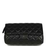 Pre-owned Chanel Vanity Clutch Black Lambskin Silver Hardware