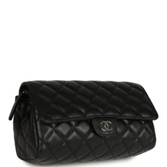 Pre-owned Chanel Vanity Clutch Black Lambskin Silver Hardware