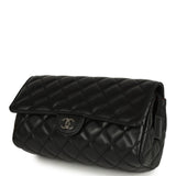 Pre-owned Chanel Vanity Clutch Black Lambskin Silver Hardware