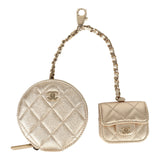 Chanel Round Clip-On Coin Purse and Airpod Pro Case Metallic Gold Goatskin Light Gold Hardware - Thumbnail View 1
