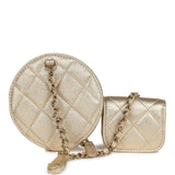 Chanel Round Clip-On Coin Purse and Airpod Pro Case Metallic Gold Goatskin Light Gold Hardware - Thumbnail View 5