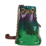 Pre-owned Chanel Mini Bucket Bag Green, Purple and Blue Ombre Metallic Mesh Light Gold Hardware
