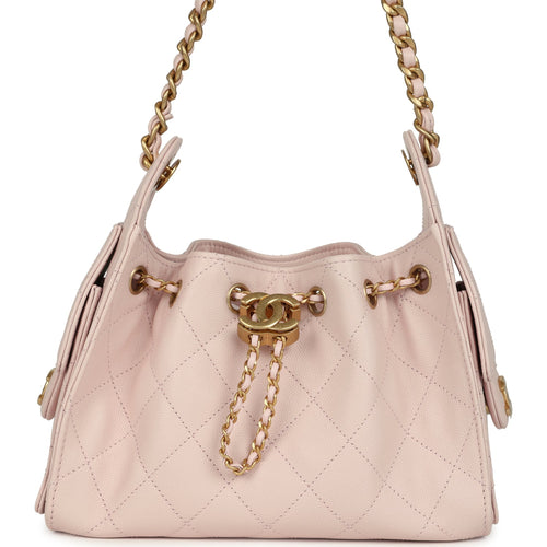 Chanel Mini 25 Hobo Bag Light Pink Caviar Antique Gold Hardware