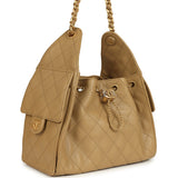 Chanel Small 25 Hobo Bag Dark Beige Caviar Antique Gold Hardware - Thumbnail View 2