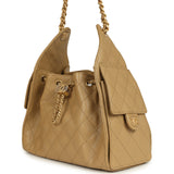 Chanel Small 25 Hobo Bag Dark Beige Caviar Antique Gold Hardware - Thumbnail View 3