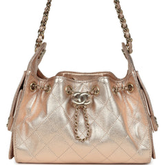 Chanel Mini 25 Hobo Bag Metallic Rose Gold Caviar Caviar Light Gold Hardware