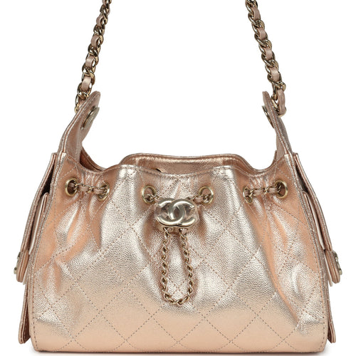 Chanel Mini 25 Hobo Bag Metallic Rose Gold Caviar Caviar Light Gold Hardware