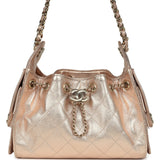 Chanel Mini 25 Hobo Bag Metallic Rose Gold Caviar Caviar Light Gold Hardware